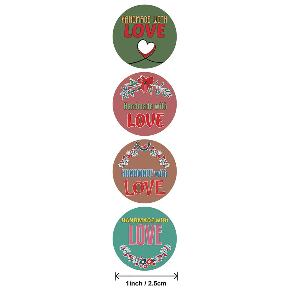 100-500pcs 1Inch DIY Hand Made With Love Label Wedding Stickers Adhesive Sticker Kraft Round Labels Wholesale price (Online Order Only)