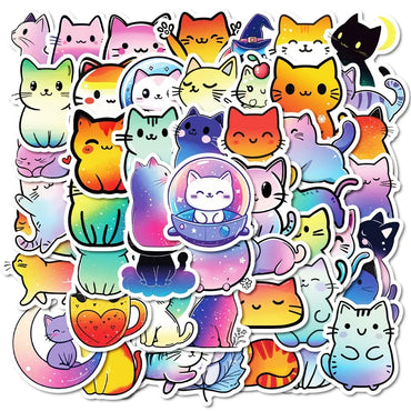10/30/50PCS Kawaii Colorful Purple Cat PVC Sticker Aesthetic DIY Decoration Scrapbooking Hand Accounting Supplies for Kids (ONLINE ORDER ONLY)