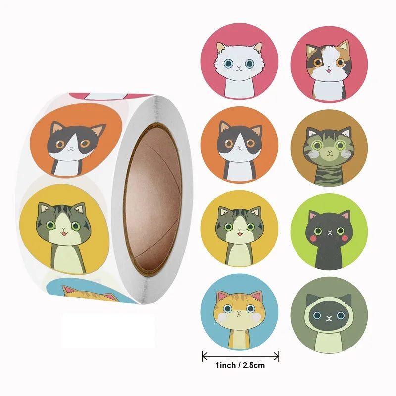 100-500PCS Children's Stickers DIY Gift Sealing Label Cartoon Animal Roll Stickers Photocard Decor Packaging Stickers for Kids (Online Order Only)