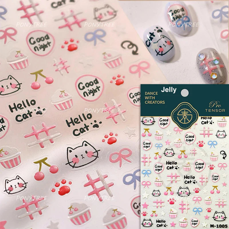 Cute Food Dog Baking Cookies Bread Rabbit Cheese Pudding Croissant Doughnut Adhesive Nail Art Decoration Sticker Manicure Decals (ONLINE ORDER ONLY)