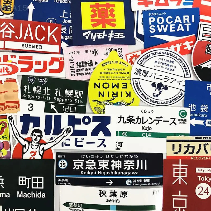 31pcs Japanese stop sign logo Stickers Pack For Laptop Travel Suitcase Sticker (Online Order Only)