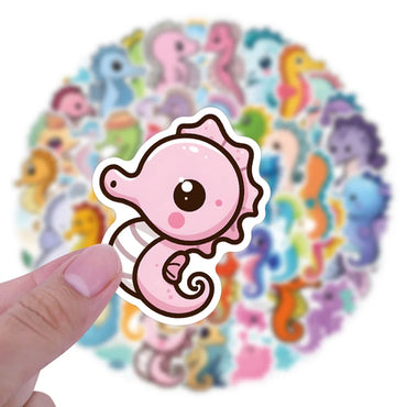 10/30/55PCS Cute Seahorse Stickers Marine Organism Cartoon Decals Kawaii Animal Toy Luggage Laptop Phone Guitar Bike Skateboard (ONLINE ORDER ONLY)