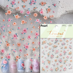 Romantic Candle Holder Lace Rambler Rose Pink Flower Bowknot Candlestick Ribbon Adhesive Nail Art Stickers Shiny Manicure Decals (ONLINE ORDER ONLY)