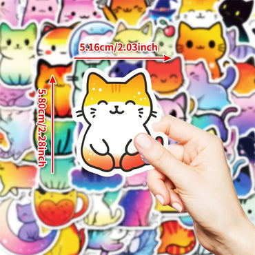 10/30/50PCS Kawaii Colorful Purple Cat PVC Sticker Aesthetic DIY Decoration Scrapbooking Hand Accounting Supplies for Kids (ONLINE ORDER ONLY)