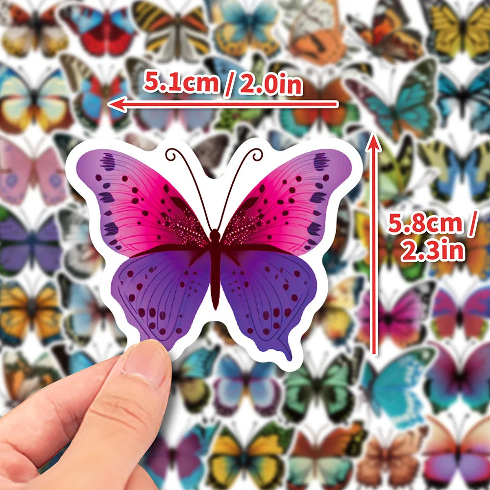 Colorful Butterfly Stickers for Phone, Laptop, Luggage, Skateboard - 10/30/50PCS (ONLINE ORDER ONLY)