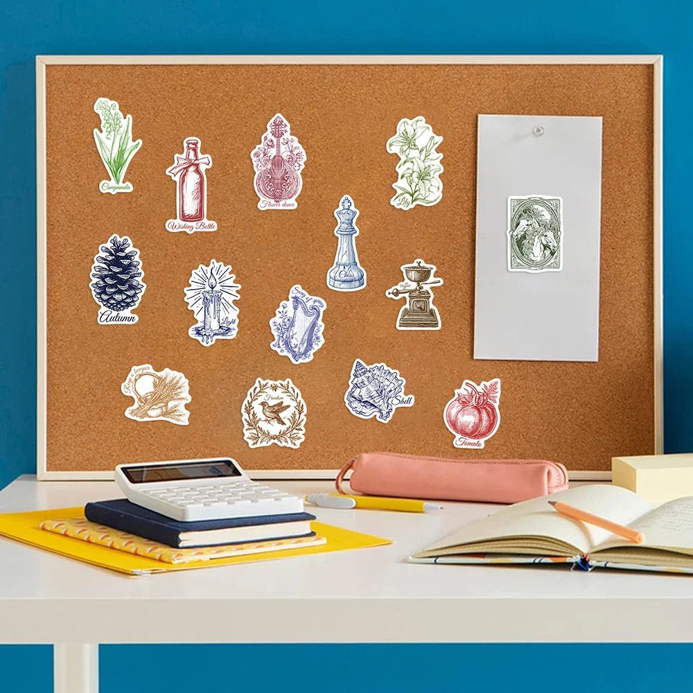 10/30/50PCS Cartoon Line Vintage Stickers Wall Decals DIY Waterproof Skateboard Notebook Luggage Laptop Phone Bottle Toys Gifts (ONLINE ORDER ONLY)