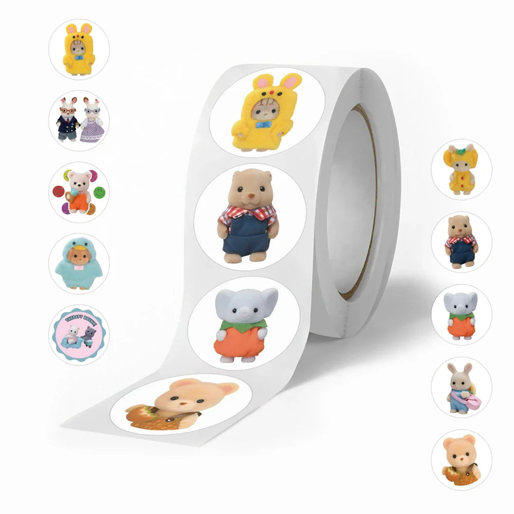 500pcs/roll Kids Stationery Stickers Birthday Party Back ground Fruits Balloon Happy Banner Refrigerator Vegetable Stickers Toys (ONLINE ORDER ONLY)