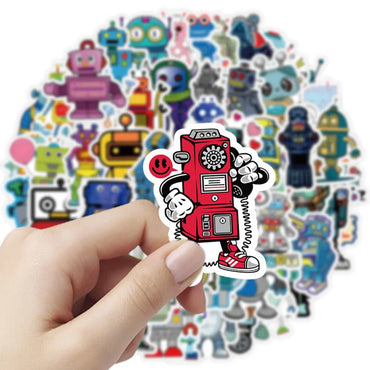 10/50Pcs Robot Graffiti Sticker Personality Cartoon Cute Child Sticker DIY Skateboard Luggage Sticker Wholesale (Online Order Only)