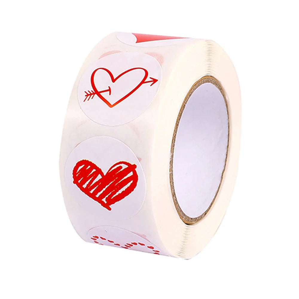 100-500pcs 1inch Red Heart Stickers for Valentine's Day New Baking Packaging Sticker Envelope Seals Love Decorative Stickers (ONLINE ORDER ONLY)