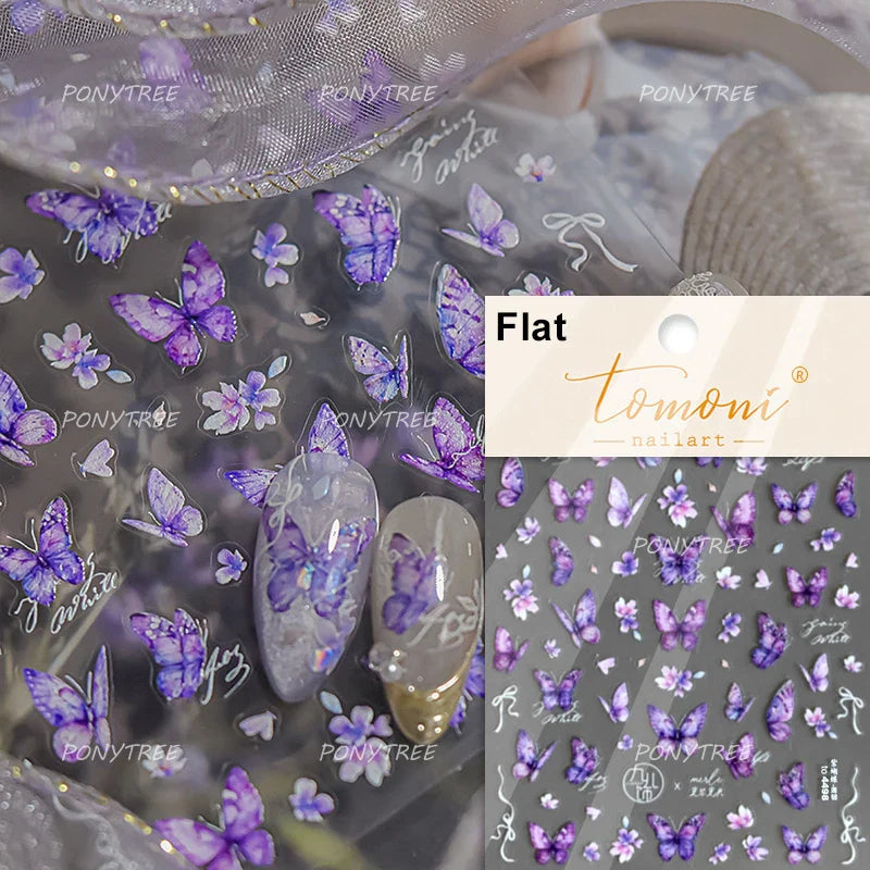 Butterfly Peach Blossom Flowers Lantern Star Tassel Pendant Gold Hot Stamping Self Adhesive Nail Art Stickers Manicure Decals (ONLINE ORDER ONLY)