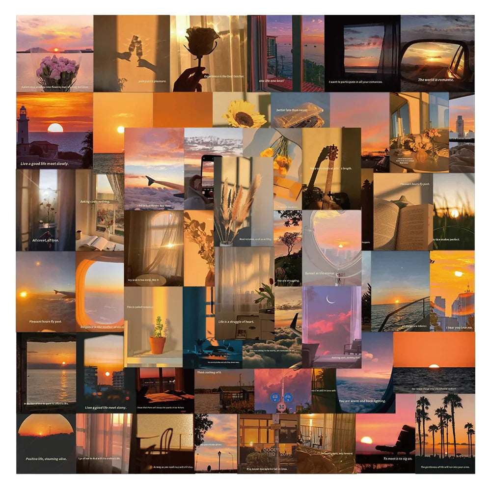 Sunset Scenery Aesthetic Stickers Decal Set for Scrapbook Laptop Luggage Guitar Phone Diary Graffiti (ONLINE ORDER ONLY)