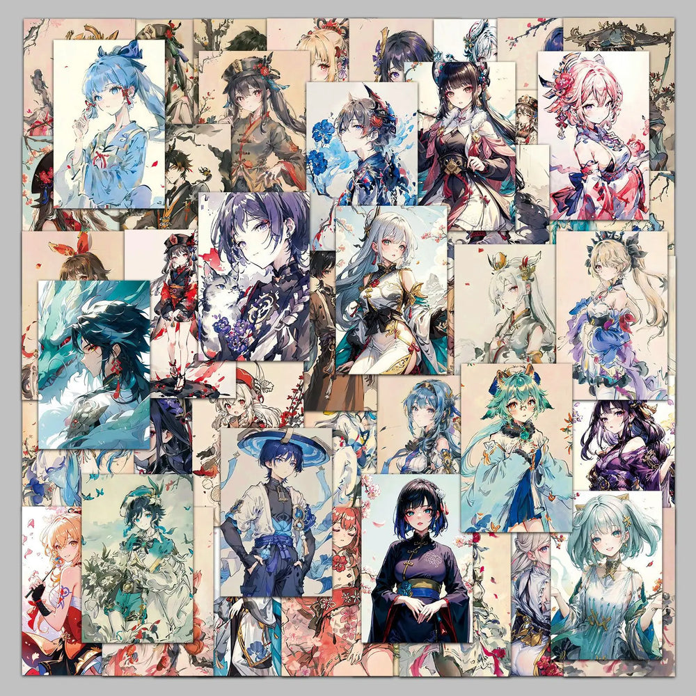50Pcs Genshin Impact Cartoon Stickers for Helmet, Wall, Desktop Decoration (ONLINE ORDER ONLY)