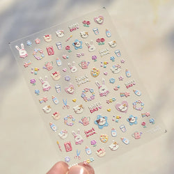 Bunny Love Heart Rabbit Nurse Cut Wound Bowknot Pill Flower Medicine Treatment Self Adhesive Nail Art Stickers Manicure Decals (ONLINE ORDER ONLY)