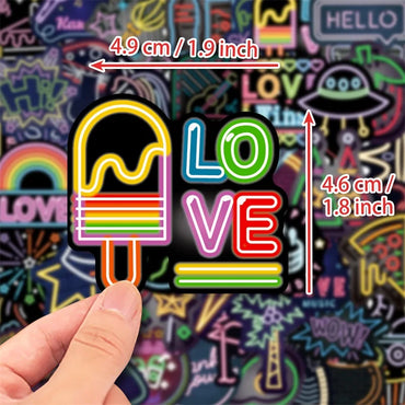 10/30/50PCS Cartoon Mixed Neon PVC Sticker Aesthetic DIY Decoration Scrapbooking Korean Stationery School Supplies for Kids (ONLINE ORDER ONLY)