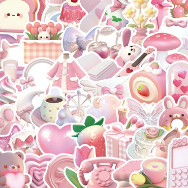 3D Cartoon Pink Stickers for Kids DIY Notebook Phone Bike Fridge Car Decals (Online Order Only)