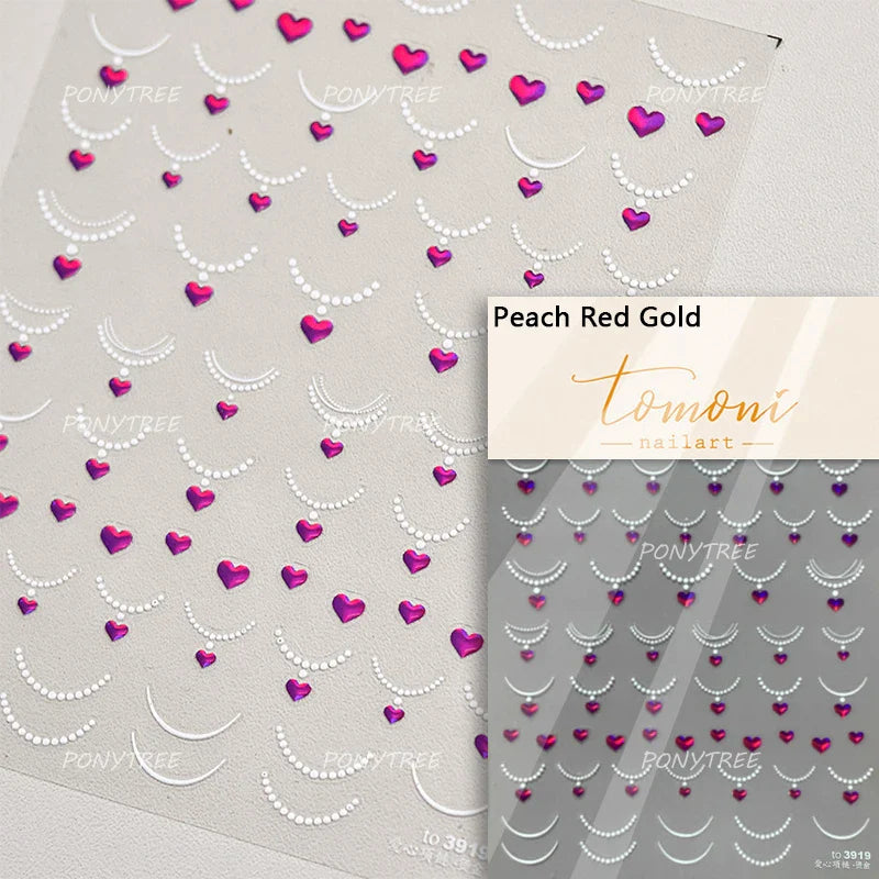 Black Silver Gold Dark Rococo Line Bowknot Wing Key Love Lock Star Tassel Pendant Heart Adhesive Nail Art Sticker Manicure Decal (ONLINE ORDER ONLY)