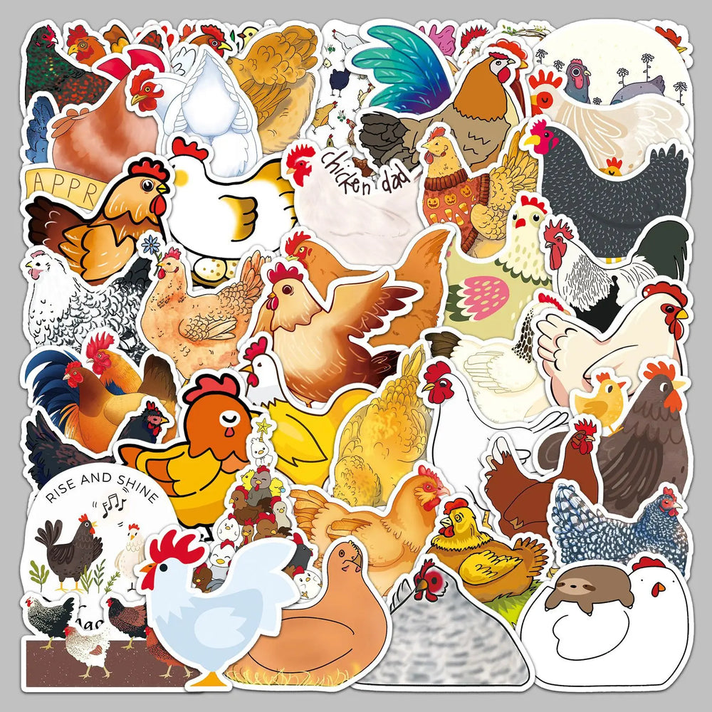 50pcs Cute Chicken Cartoon Stickers for Helmet Wall DIY Decoration (Online Order Only)