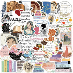 50pcs Novelist Jane Austen Stickers For Scrapbook Phone Laptop Suitcase Guitar Stationery Car Graffiti Sticker Novel Decals DIY (ONLINE ORDER ONLY)