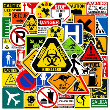 Cartoon Anime Warning Stickers for Skateboard Guitar Laptop Motorcycle Decals (Online Order Only)