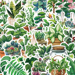 Cartoon Green Plant Stickers 10/30/50pcs Aesthetic Decals for DIY, Fridge, Notebook, Phone, Suitcase, Kids (Online Order Only)