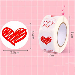 100-500pcs 1inch Red Heart Stickers for Valentine's Day New Baking Packaging Sticker Envelope Seals Love Decorative Stickers (ONLINE ORDER ONLY)