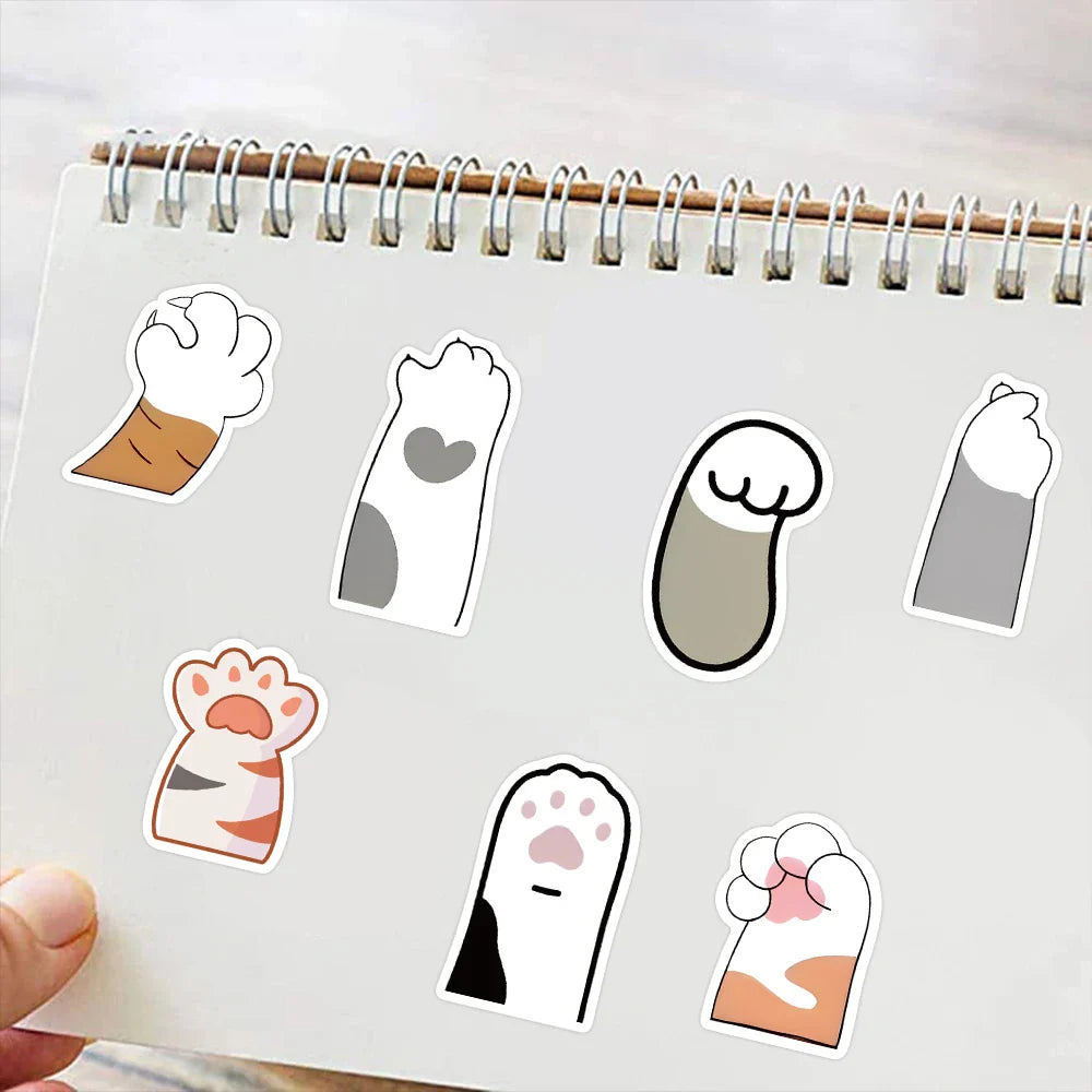 61PCS Cute Cat Paw PVC Sticker Aesthetic Children Decoration For Scrapbooking Korean Stationery School Supplies for Kids Toys (Online Order Only)