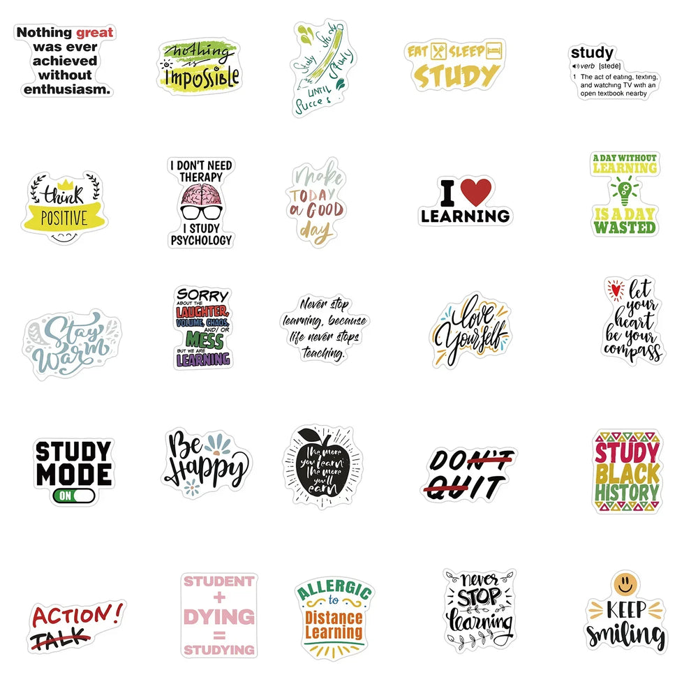 10/50/100PCS Inspirational Positive Quote Stickers DIY Diary Phone Bottle Laptop Luggage Graffiti Motivational Decals Sticker (ONLINE ORDER ONLY)