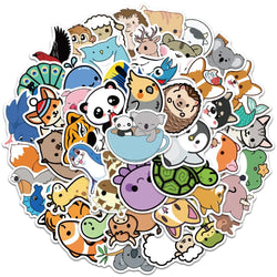 50pcs Cute Animal Stickers Waterproof Laptop Phone Case Guitar Skateboard Notebook (Online Order Only)