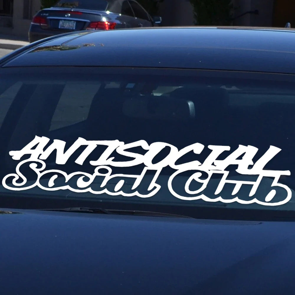 Antisocial Car Sticker for Windshield Banner Night Run JDM Sport Competition Style Waterproof Sunscreen Decorative Vinyl Decals (ONLINE ORDER ONLY)
