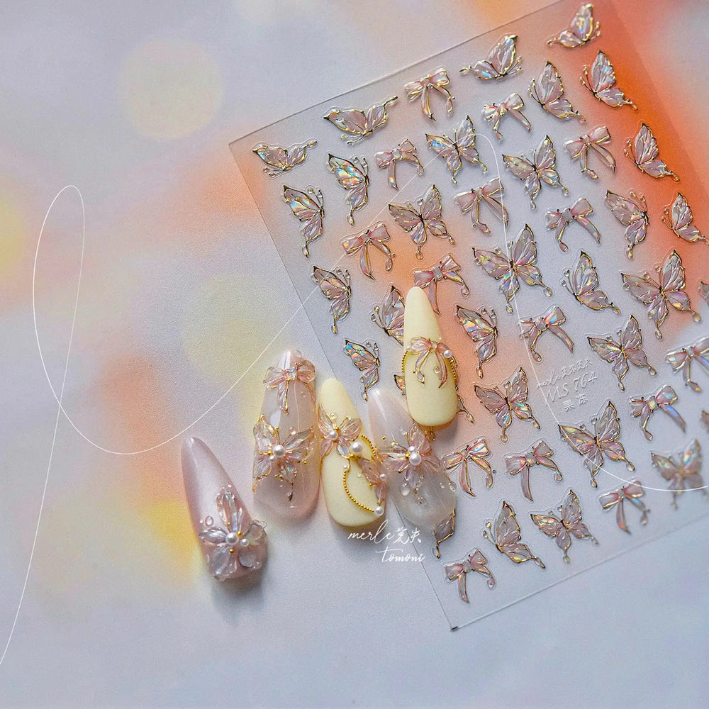 Bowknot Ribbon Butterfly Jelly Shiny Sparkling Delicate Charming Bow Tie 5D Nail Art Decorations Stickers DIY Manicure Decals (ONLINE ORDER ONLY)