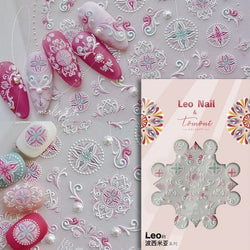 Red Plum Blossom Flower Chinese 3D Self Adhesive Nail Art Decoration Stickers Cheongsam Iris Lily Lotus Vase 5D Manicure Decals (ONLINE ORDER ONLY)