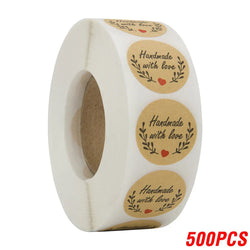 100-500pcs Handmade With Love Stickers 25mm Brown Wedding Stickers For Party Favors Decoration Envelope Seals Stationery (ONLINE ORDER ONLY)