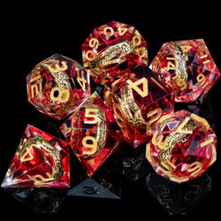 7 Piece Handcrafted Sharp Edged Dice Set With Liquid Core Eyeball (Online Order Only)