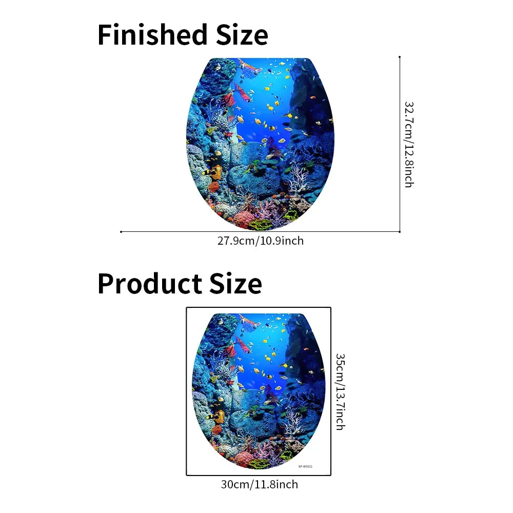 Sea World Toilet Seat Sticker - Self Adhesive Bathroom Decor (Online Order Only)