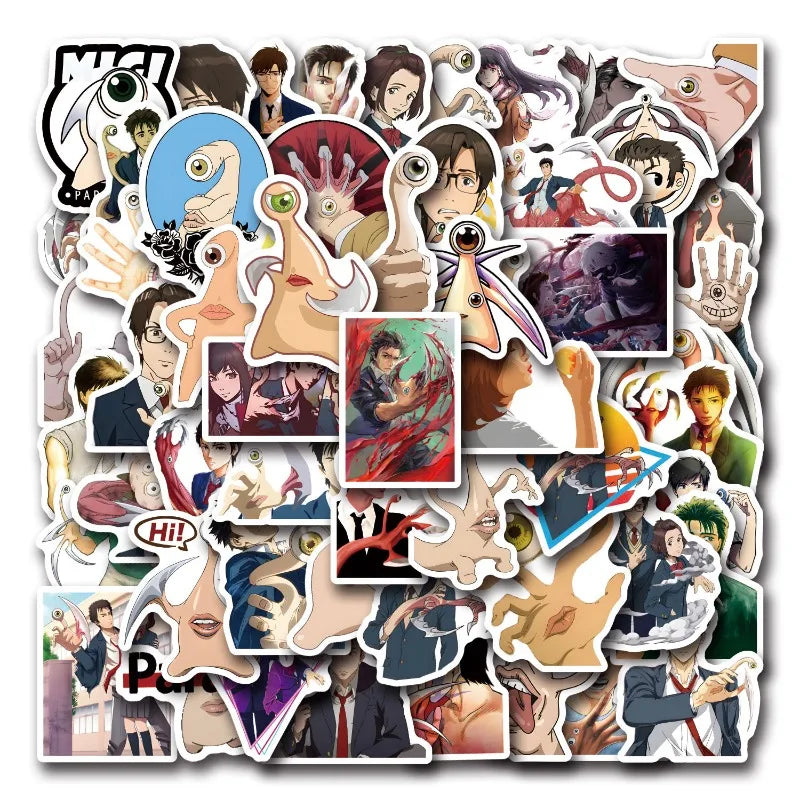 60pcs Parasyte Graffiti Stickers for Laptop, Phone, Car, Scooter, Cup, Suitcase, Stationery, Refrigerator (Online Order Only)