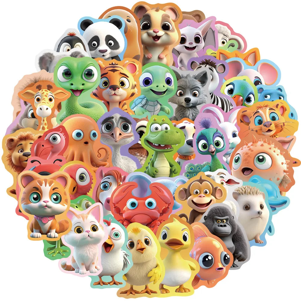 Cartoon Animal Stickers for Suitcase, Skateboard, Laptop, Phone - 10/30/50Pcs Decal Set (ONLINE ORDER ONLY)