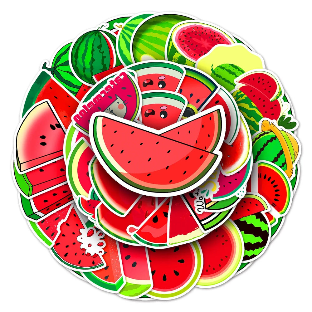 50Pcs Watermelon Cartoon Waterproof Vinyl Stickers for Skateboard Snowboard (Online Order Only)