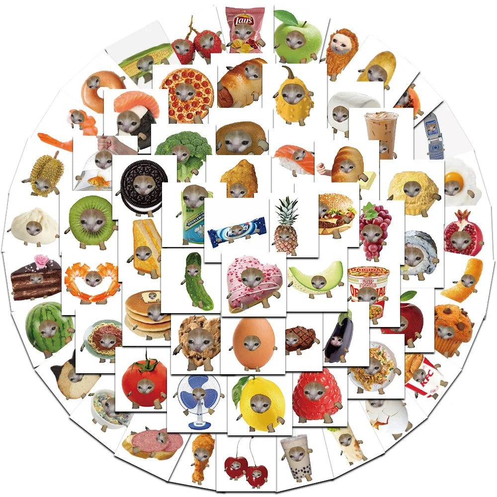 10/30/69PCS Funny Meme Cat And Food Cute Stickers Graffiti DIY Toys Luggage Laptop Skateboard Suitcase Phone Car Sticker Decals (ONLINE ORDER ONLY)