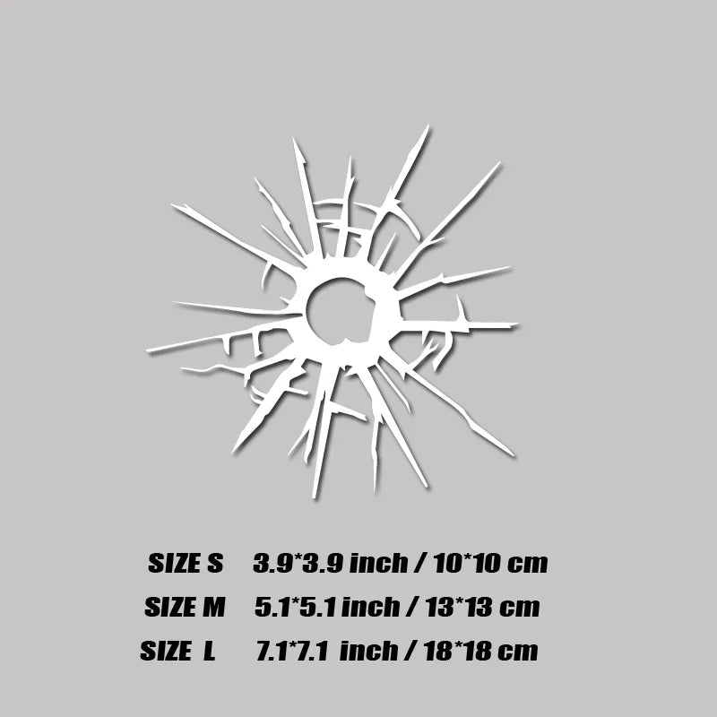 Bullet hole simulation decal, creative and funny sticker, can be used on the front and rear windshields, side windows of cars. (ONLINE ORDER ONLY)