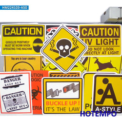 50Pieces Danger Warning Stop Signs Funny Risk Tip Spoof Slogans Waterproof Stickers for Motorcycle Car Bike Phone Laptop Sticker (Online Order Only)