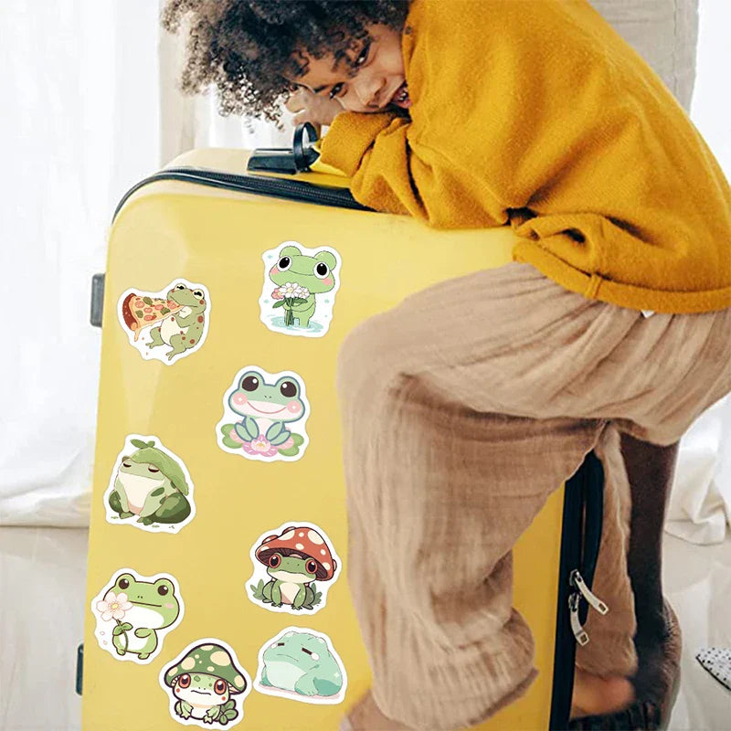 10/30/100PCS Cute Little Frog PVC Sticker Aesthetic Stationery School Supplies DIY Decoration Korean Scrapbooking for Kids (ONLINE ORDER ONLY)