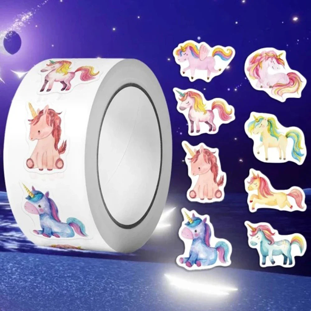 500 Unicorn Pegasus Stickers Roll - Interactive Game Rewards, Gifts, Scrapbook Stationery (Online Order Only)