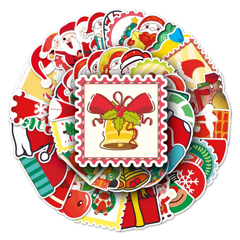 50Pcs Christmas Cartoon Waterproof Vinyl Stickers for Skateboard Snowboard (ONLINE ORDER ONLY)