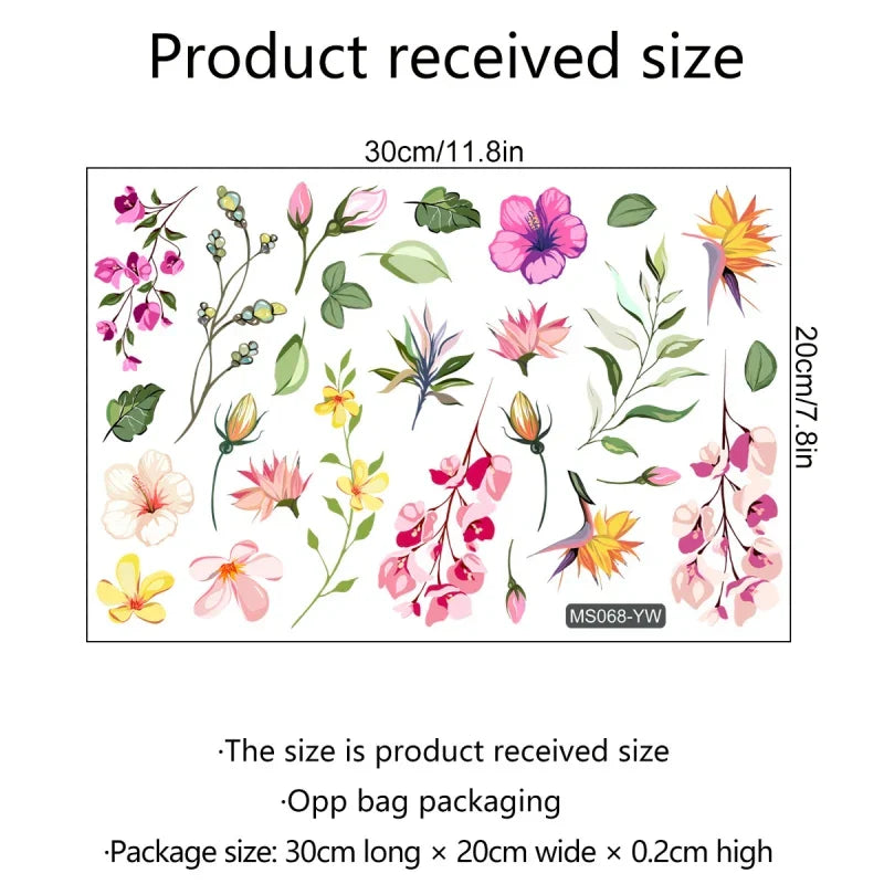 Plants and Flowers Mirror Wall Stickers for Home Decoration Bathroom Fitting Room Toilet Mirror Decal Waterproof Wall Mural PVC (Online Order Only)