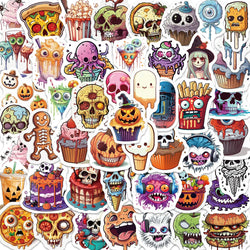 Halloween Skull Stickers Pack - Waterproof, Cartoon, Aesthetic, for Car, Skateboard, Laptop, Kids (ONLINE ORDER ONLY)