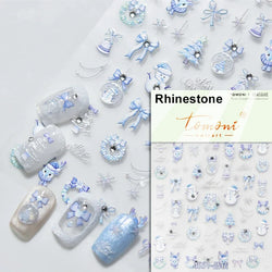Snowman Apple Stars Gift Bell Snowflake Christmas Tree 3D Jelly Self Adhesive Nail Art Stickers Santa Claus Xmas Manicure Decals (ONLINE ORDER ONLY)
