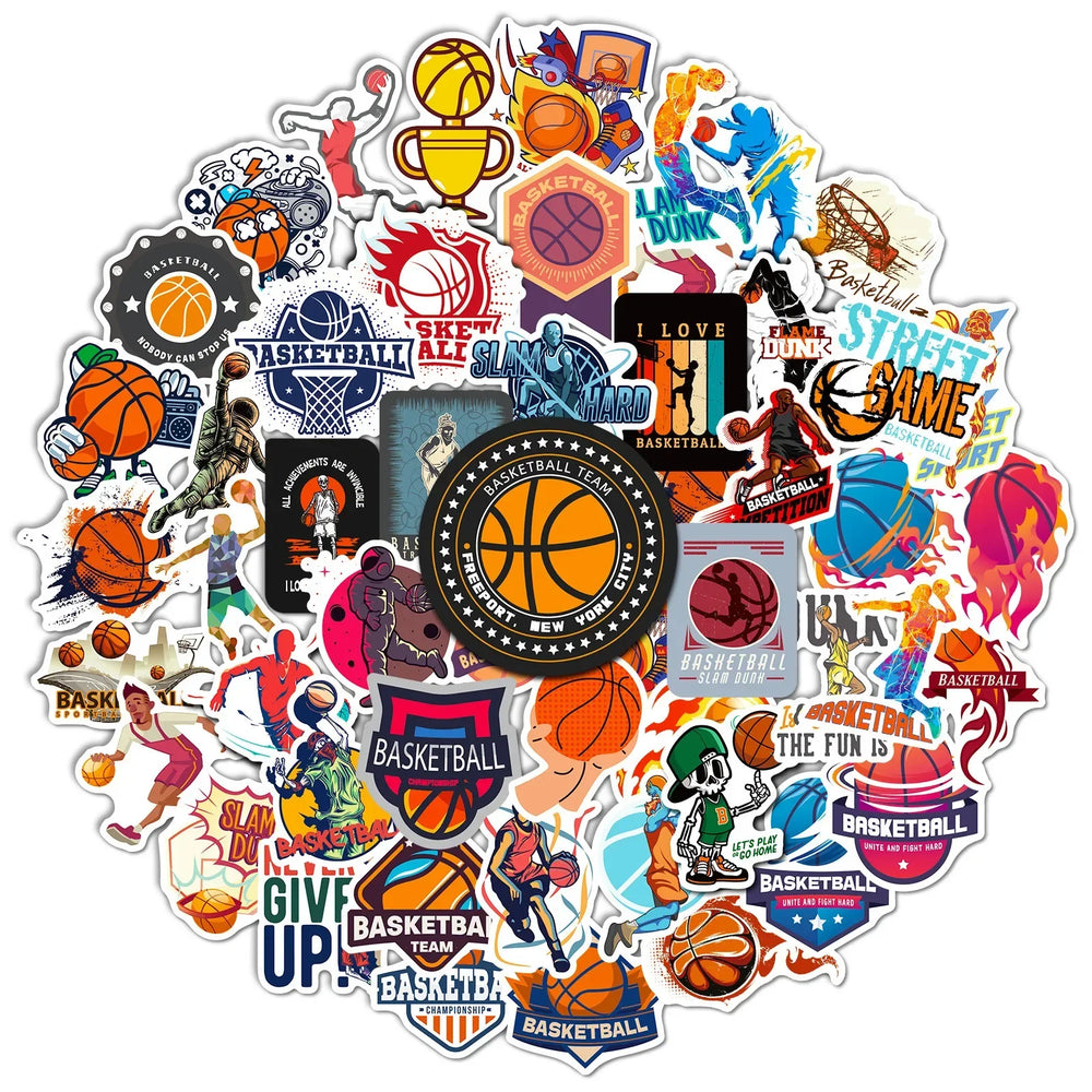 Graffiti Basketball Stickers 10/25/50pcs for Laptop, Luggage, Skateboard, Helmet, Phone, Guitar, Water Bottle Decor (ONLINE ORDER ONLY)