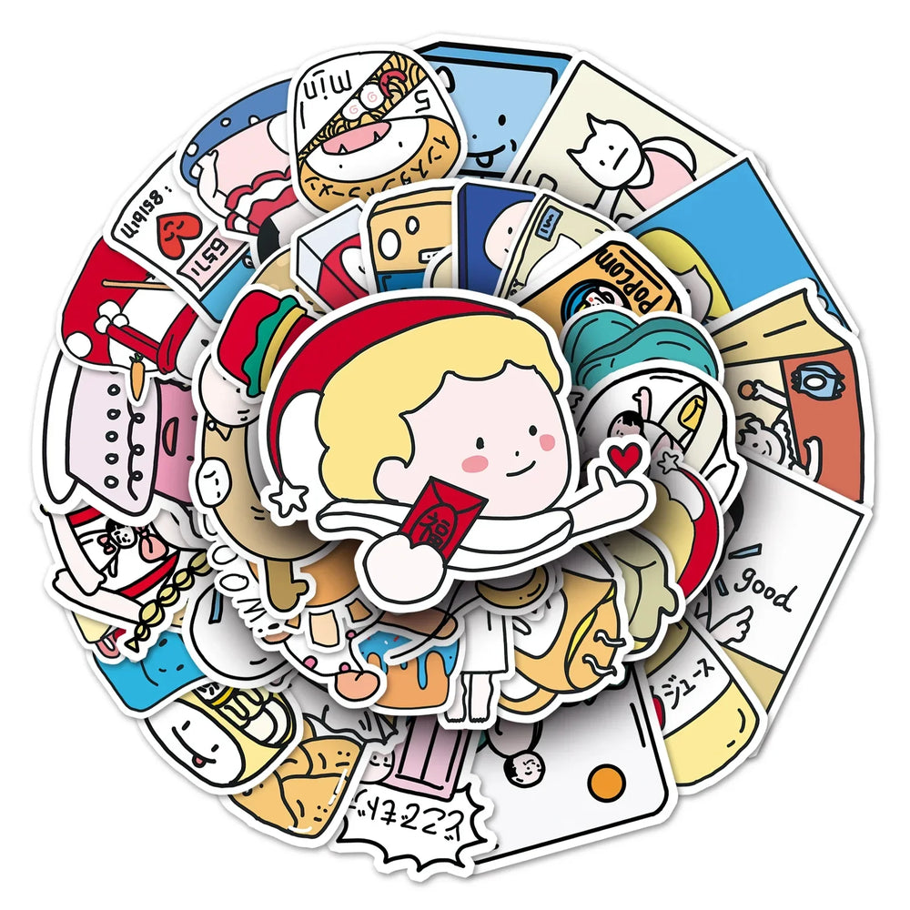 50Pcs Cartoon Waterproof Vinyl Stickers for Skateboard Snowboard Decals (Online Order Only)