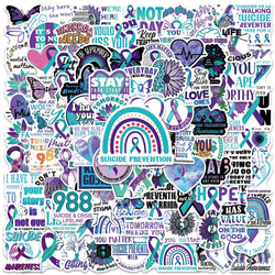 Suicide Prevention Ribbon Stickers 50/100PCS Waterproof Decals for Laptop Bottle Stationery (ONLINE ORDER ONLY)