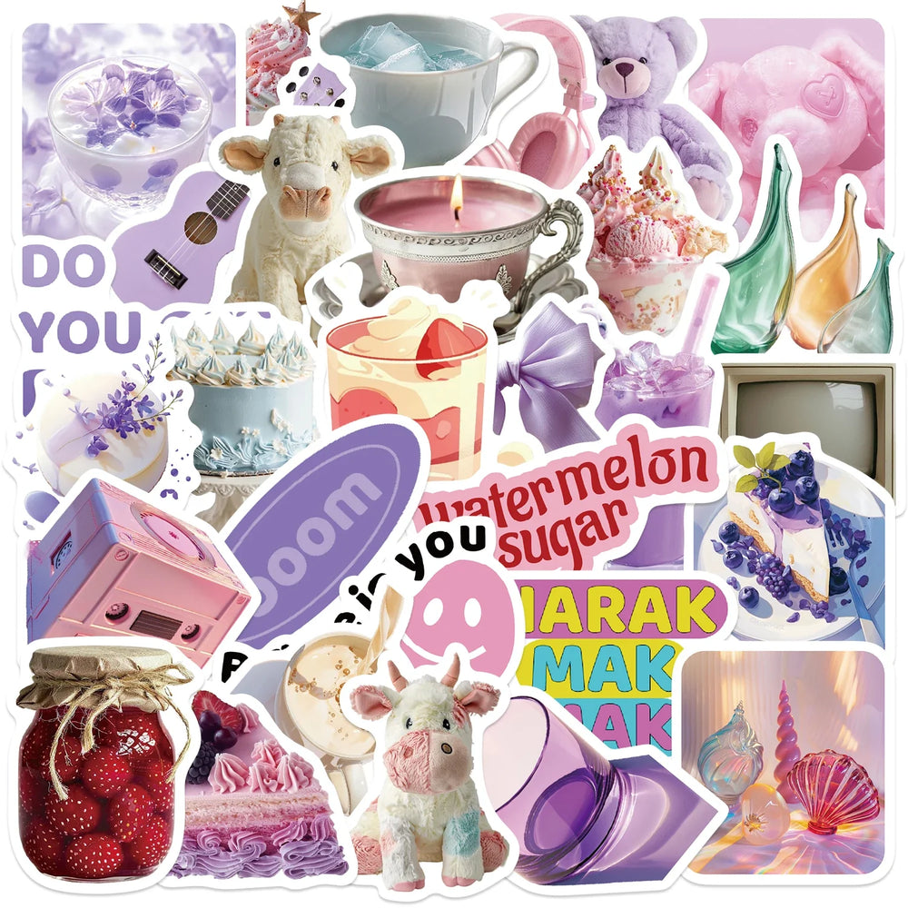 30Pcs Purple Aesthetics Sticker Diy Computer Stickers for Water Bottles Waterproof Journal Arts Crafts Toy Decals (ONLINE ORDER ONLY)